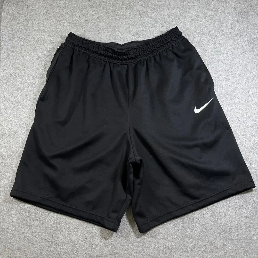 Nike Dri-FIT Shorts Mens XXL Black Athletic Zip Pockets Drawstring Waist Gym